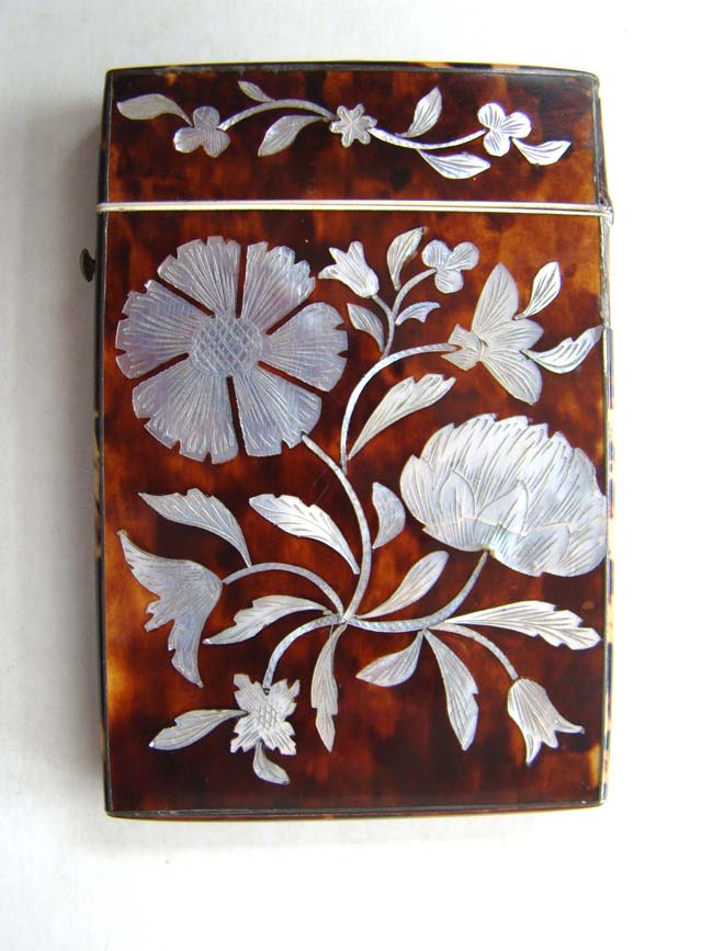 A beautiful 19th century Tortoiseshell and mother-of-pearl inlaid card case circa 1830-1840 — image 2